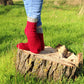 Rich Red Ribbed Cuff Socks