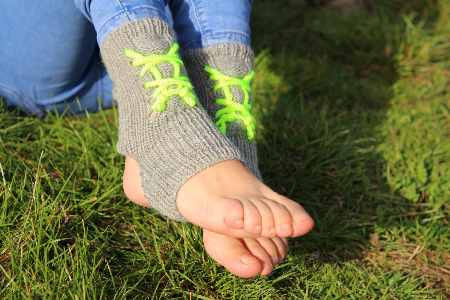 Yoga Socks with Vibrant Neon Green Laces