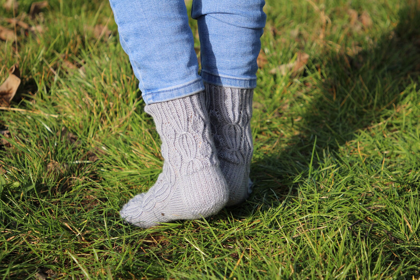 Silver Lace Japanese Patterned Wool Socks