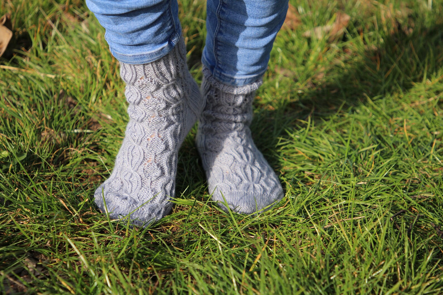 Silver Lace Japanese Patterned Wool Socks