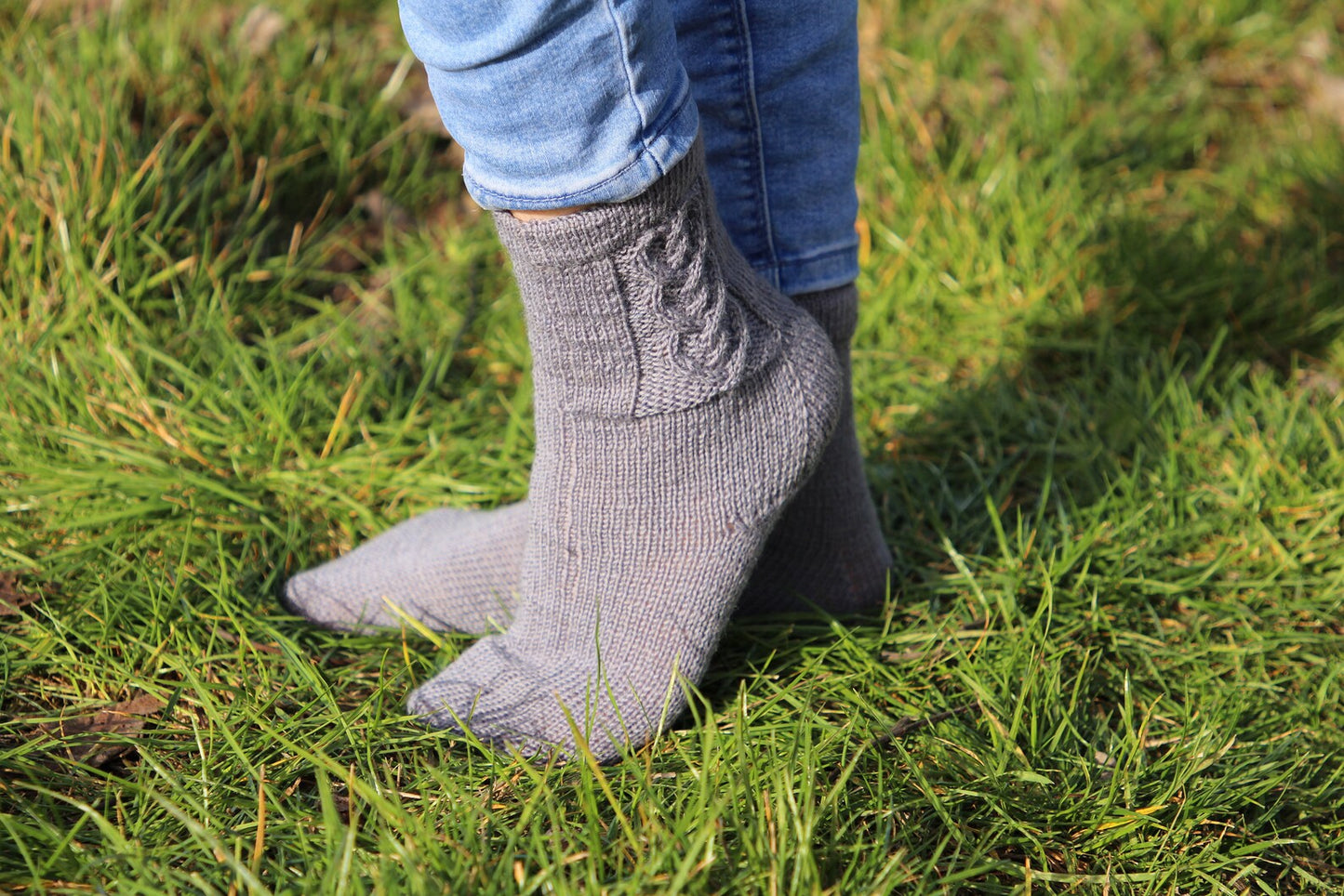 Charcoal Gray Cable Socks