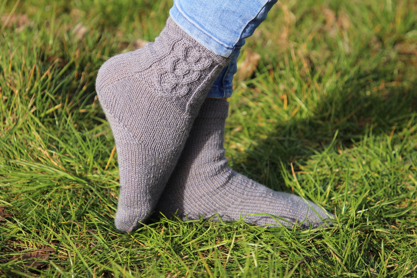 Charcoal Gray Cable Socks