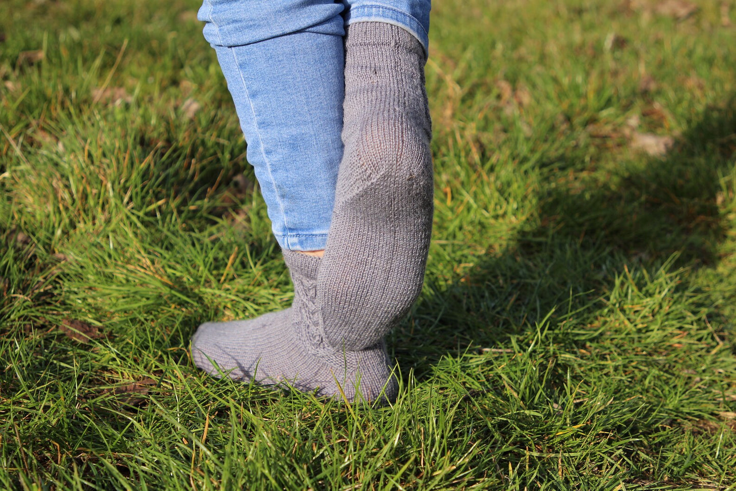 Charcoal Gray Cable Socks