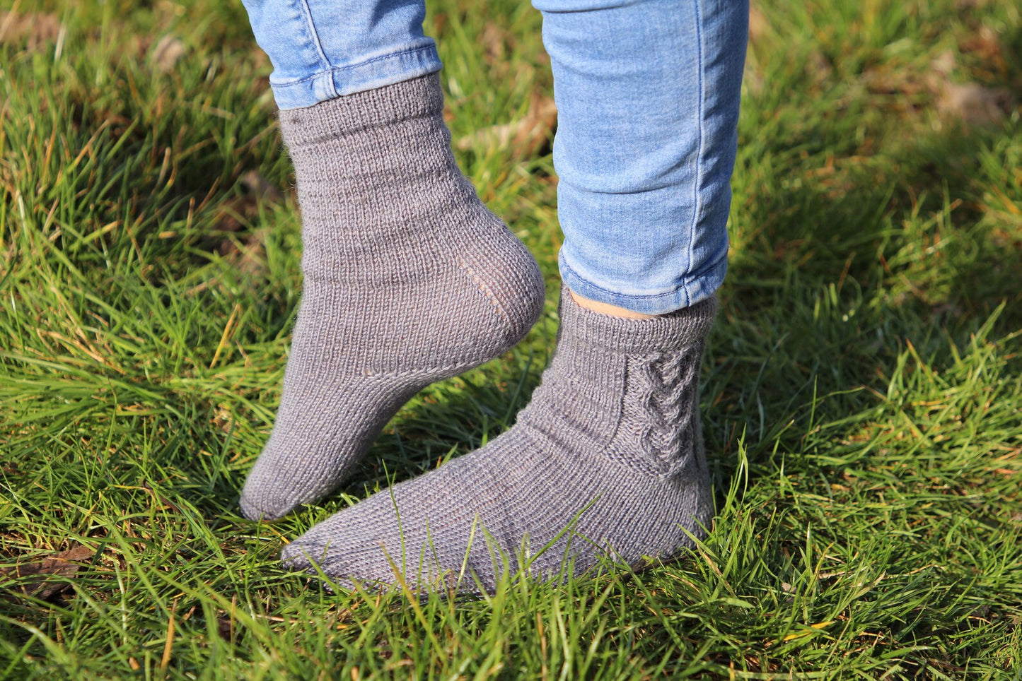 Charcoal Gray Cable Socks