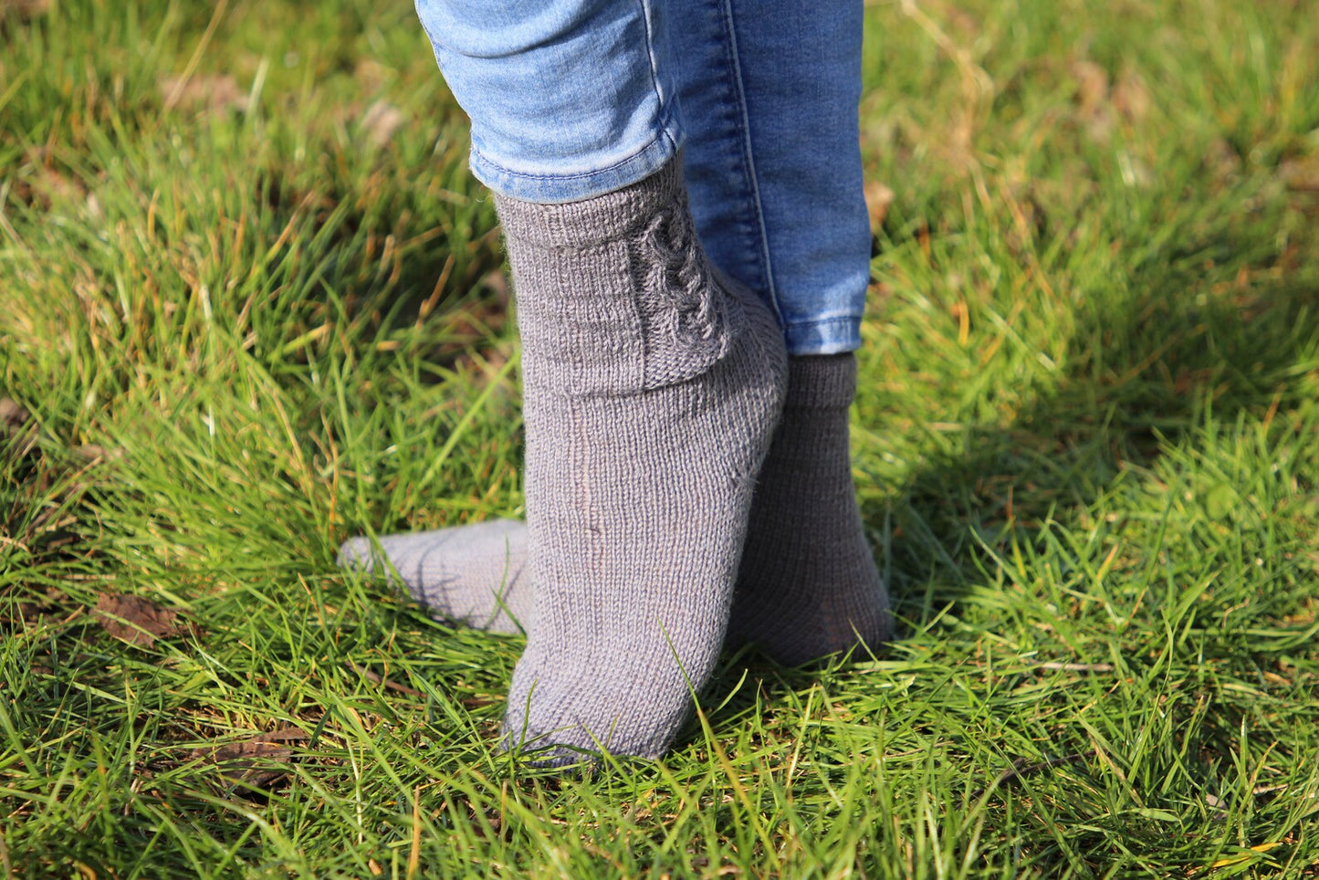 Charcoal Gray Cable Socks