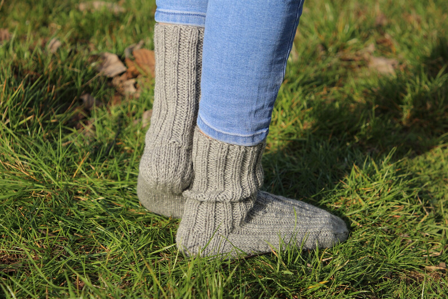 Heather Gray Ribbed Wool Socks