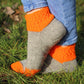 Vibrant Gray and Orange Wool Socks