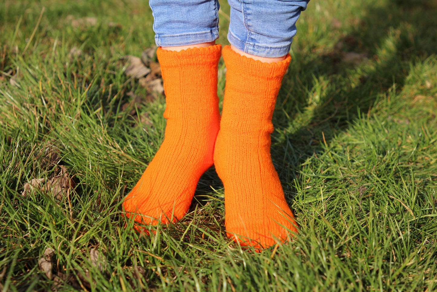 Vivid Orange Acrylic Socks