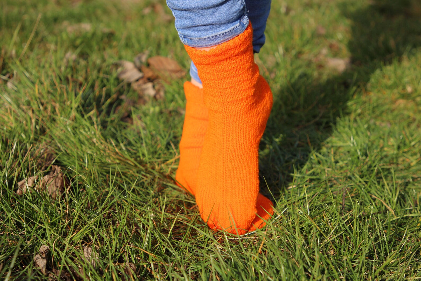 Vivid Orange Acrylic Socks