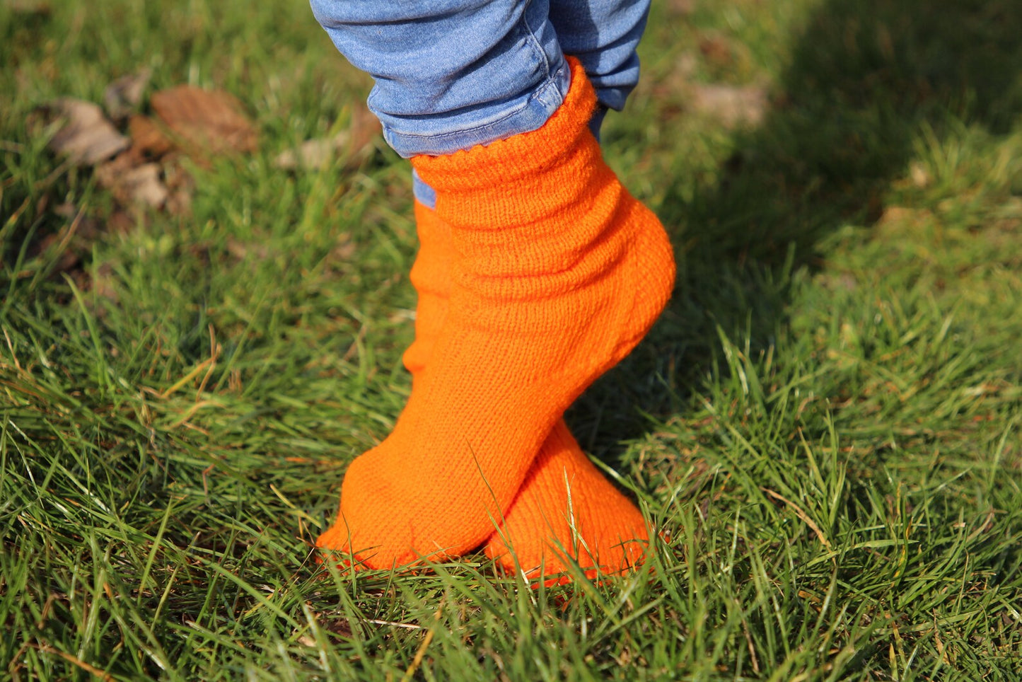 Vivid Orange Acrylic Socks