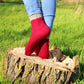 Rich Red Ribbed Cuff Socks