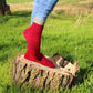 Rich Red Ribbed Cuff Socks