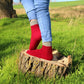 Rich Red Ribbed Cuff Socks