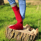 Rich Red Ribbed Cuff Socks