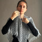 Silver Gray Crocheted Shawl with Fringes