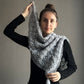 Elegant Silver Crochet Shawl with Tassel