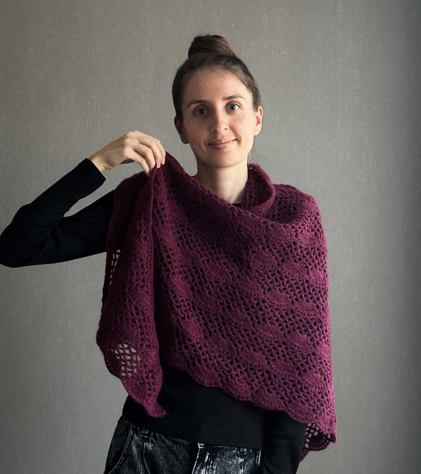 Luxurious Merlot Crochet Shawl