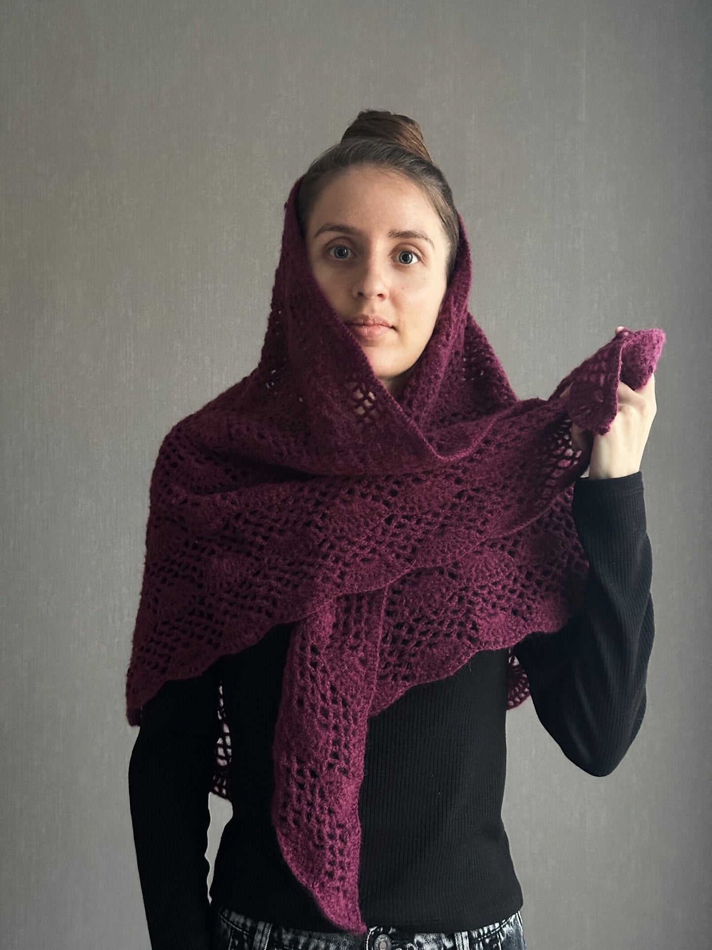 Luxurious Merlot Crochet Shawl