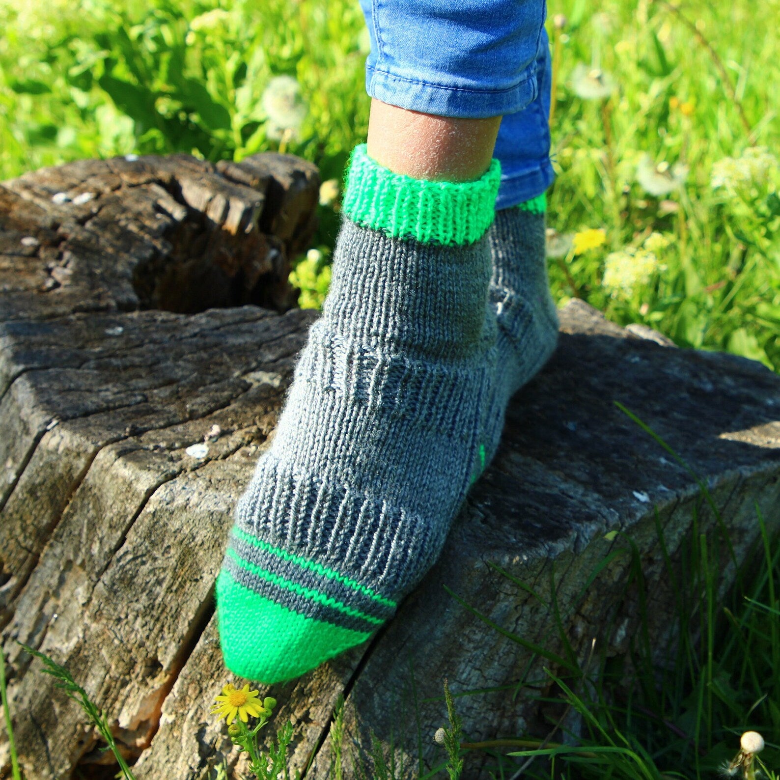 Eco-friendly hand-knitted socks ideal for outdoor activities