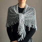 Silver Gray Crocheted Shawl with Fringes