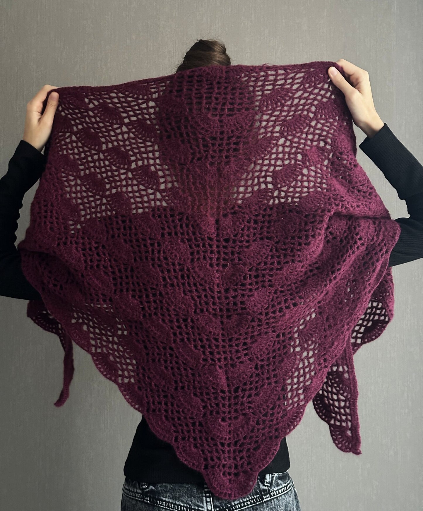 Luxurious Merlot Crochet Shawl