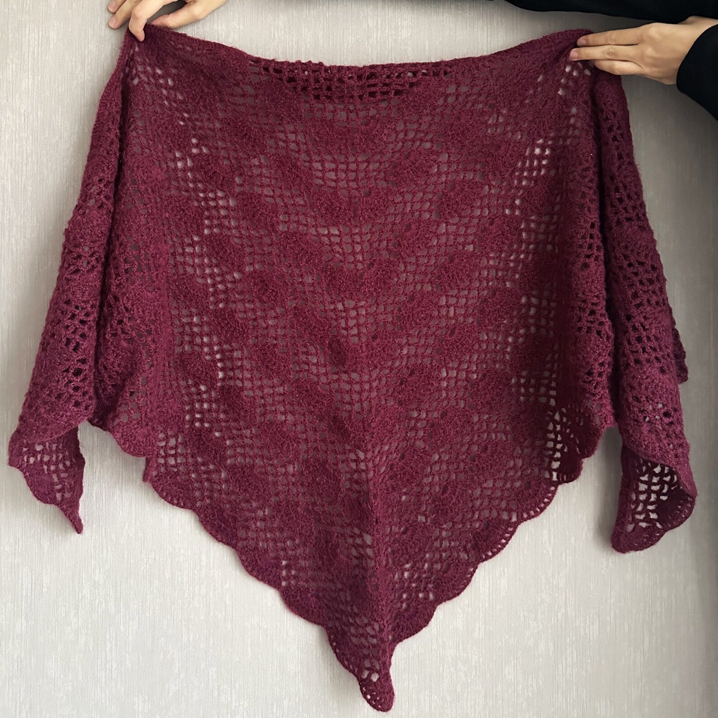 Luxurious Merlot Crochet Shawl