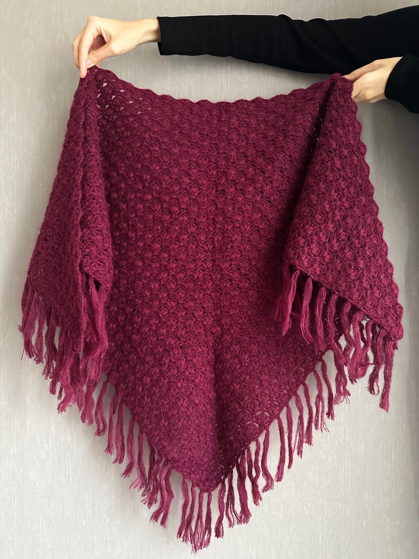 Burgundy Bohemian Shawl with Fringes