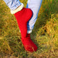 Red Wool Socks with Cozy White Cuffs