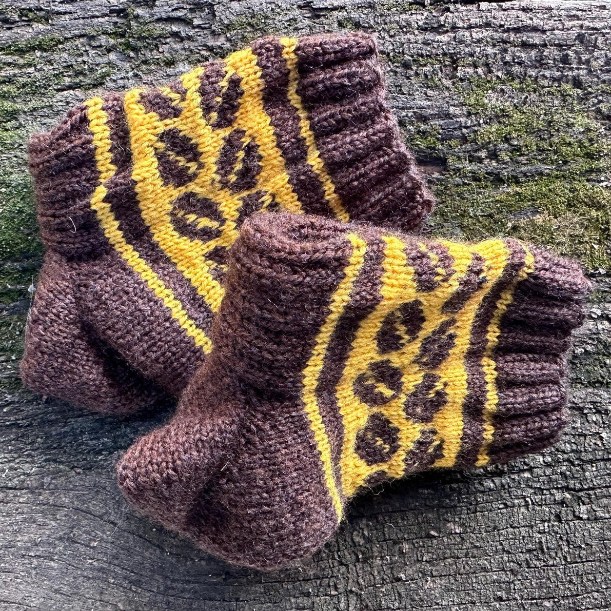 Wool Socks with Coffee Bean Motif