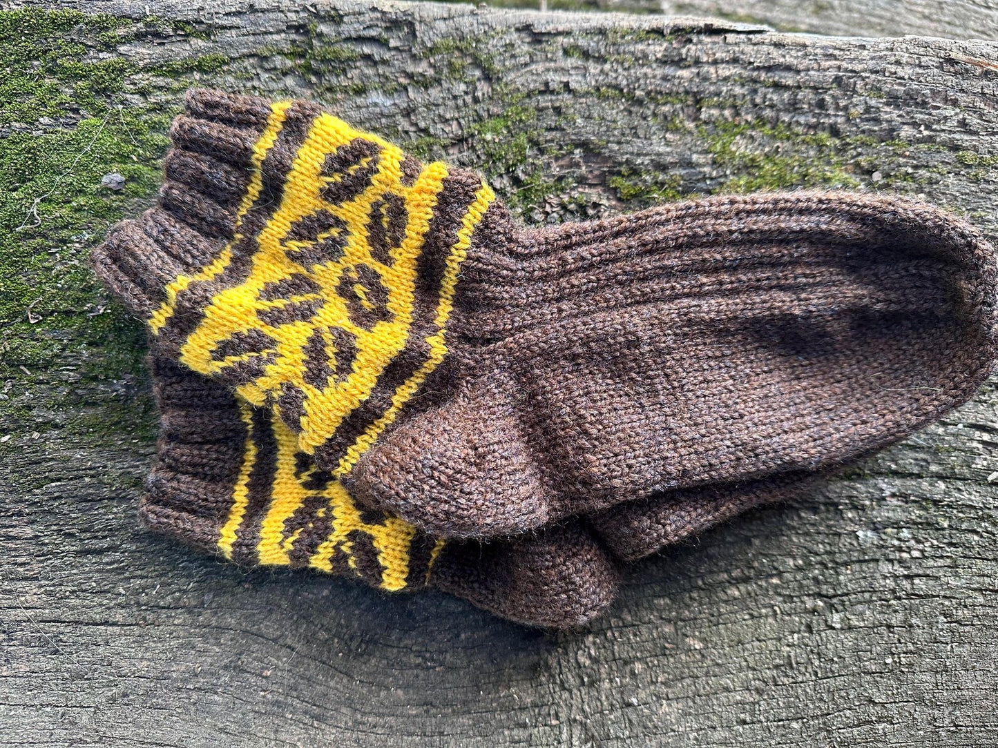 Wool Socks with Coffee Bean Motif