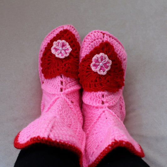 Mid-calf home slipper boots in candy pink
