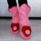 Mid-calf home slipper boots in candy pink