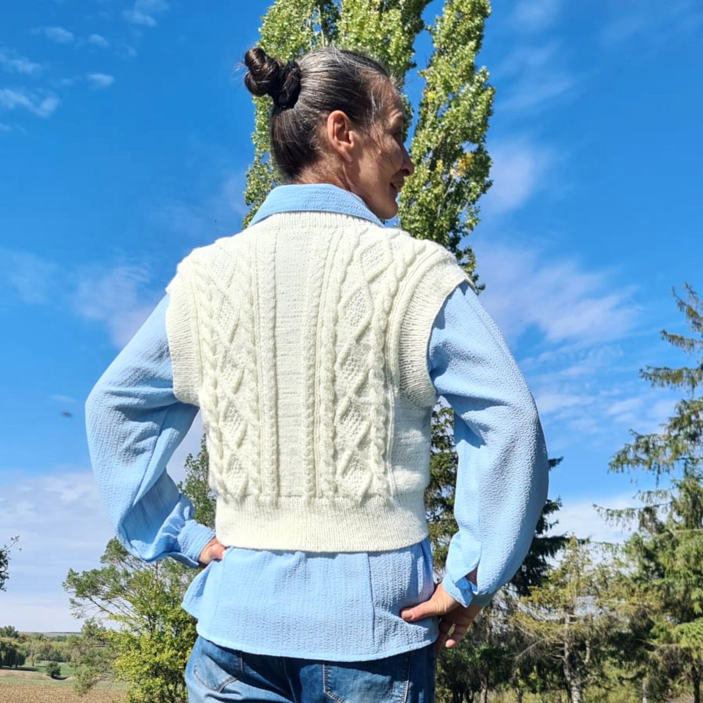 Preppy Style vest, Ivory Cropped waistcoat