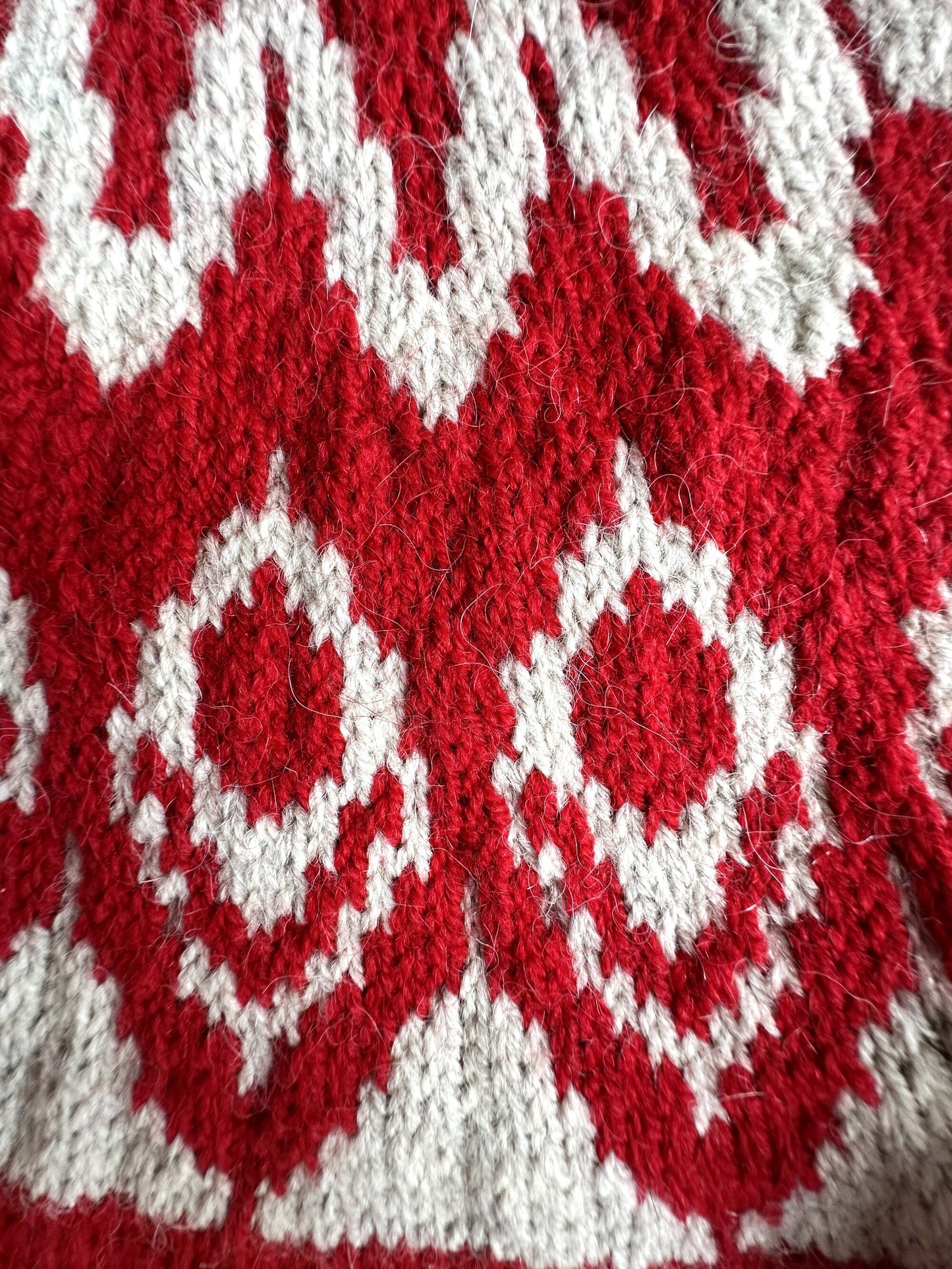 Icelandic Lopi Red Sweater, Fair isle Pullover, Long sleeve Wool Turtleneck