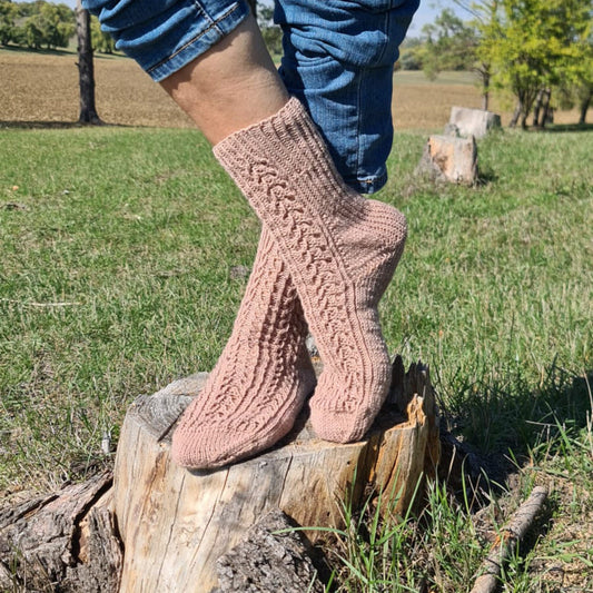 Beige Lace Wool Socks
