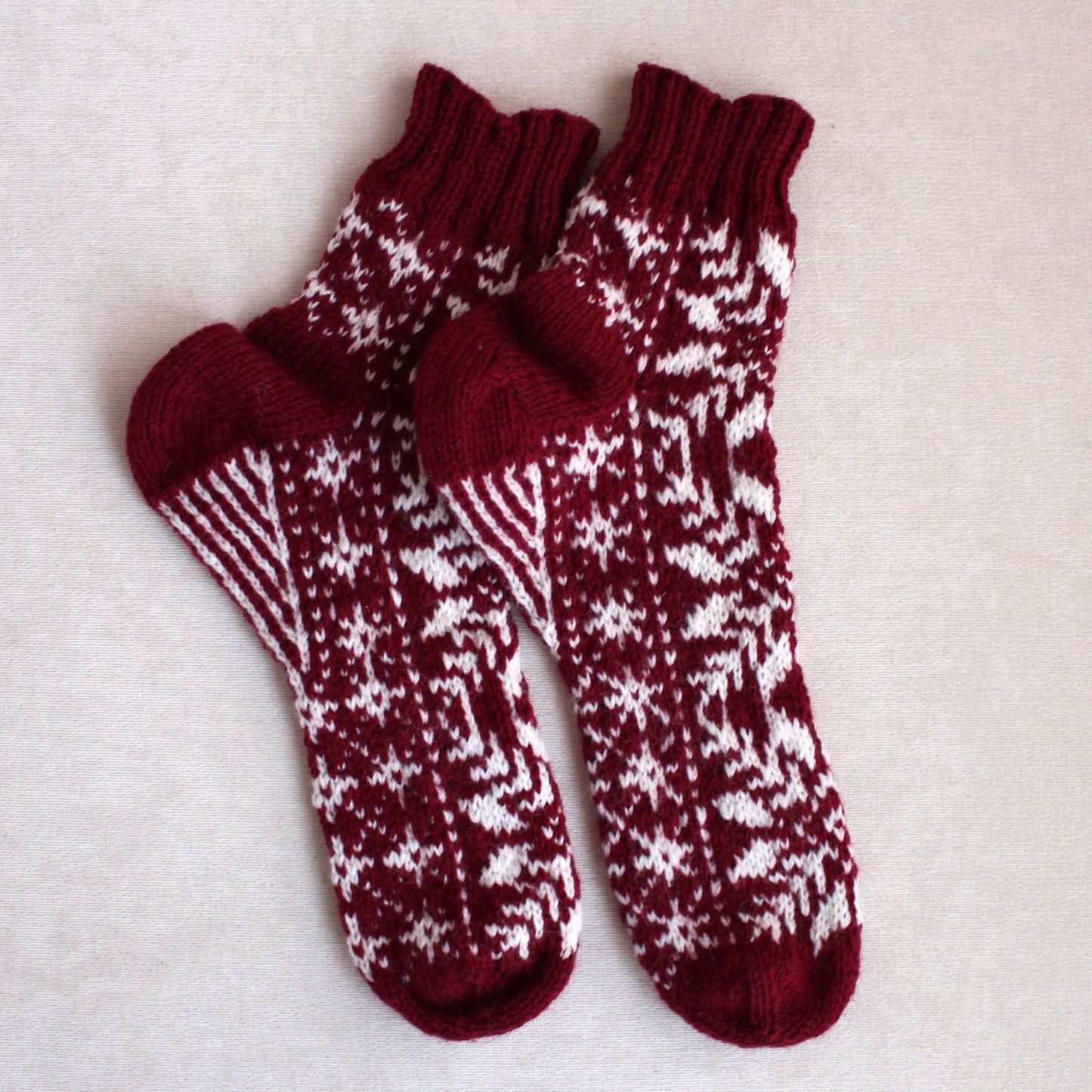 Christmas Red Snowflake Jacquard Socks