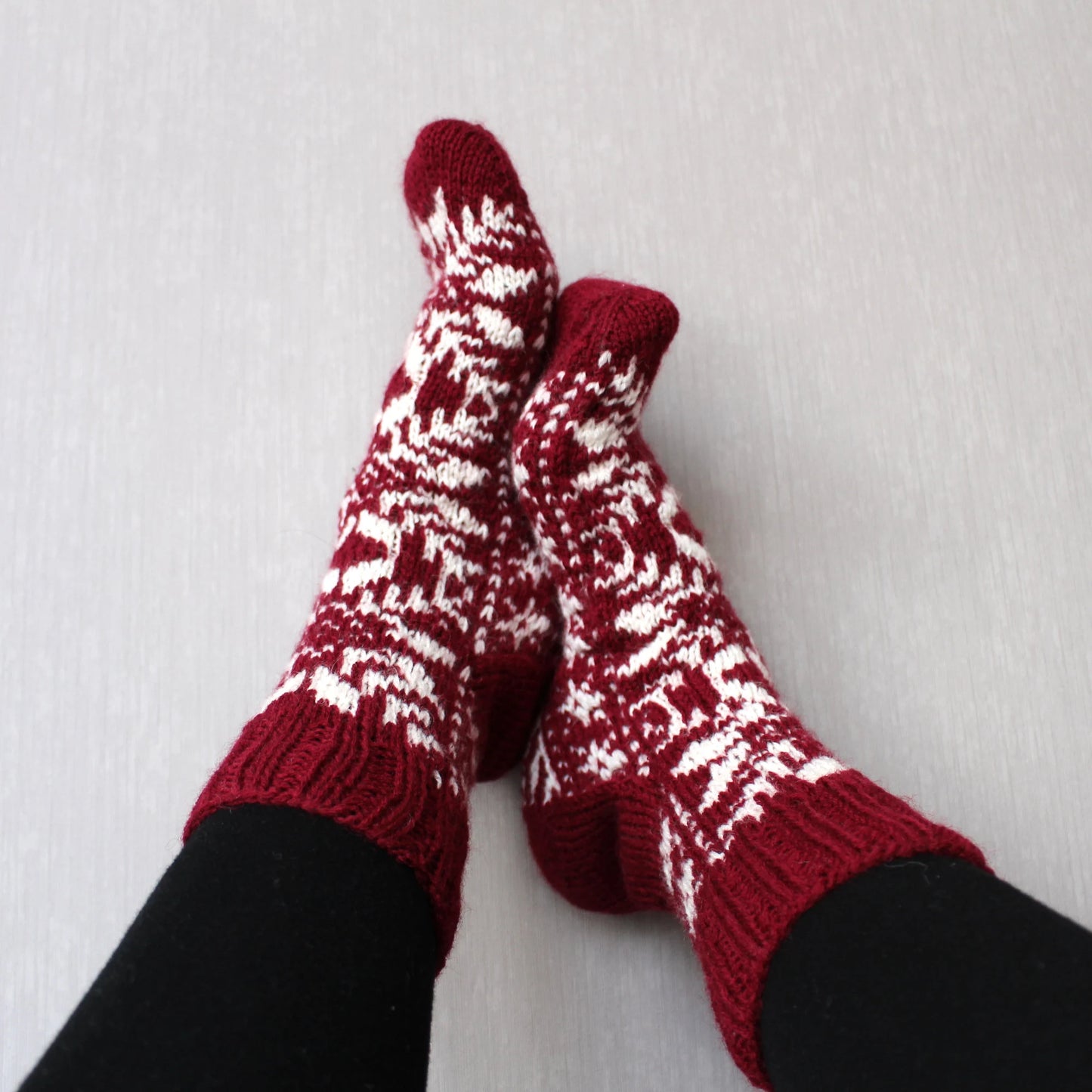 Christmas Red Snowflake Jacquard Socks