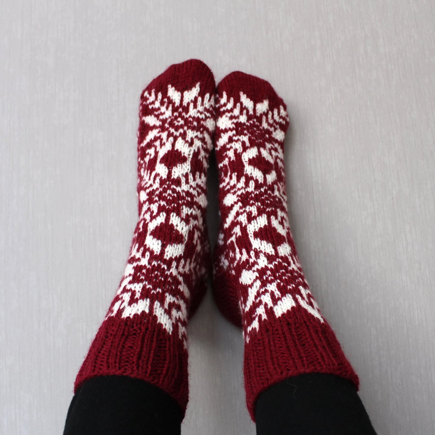 Christmas Red Snowflake Jacquard Socks