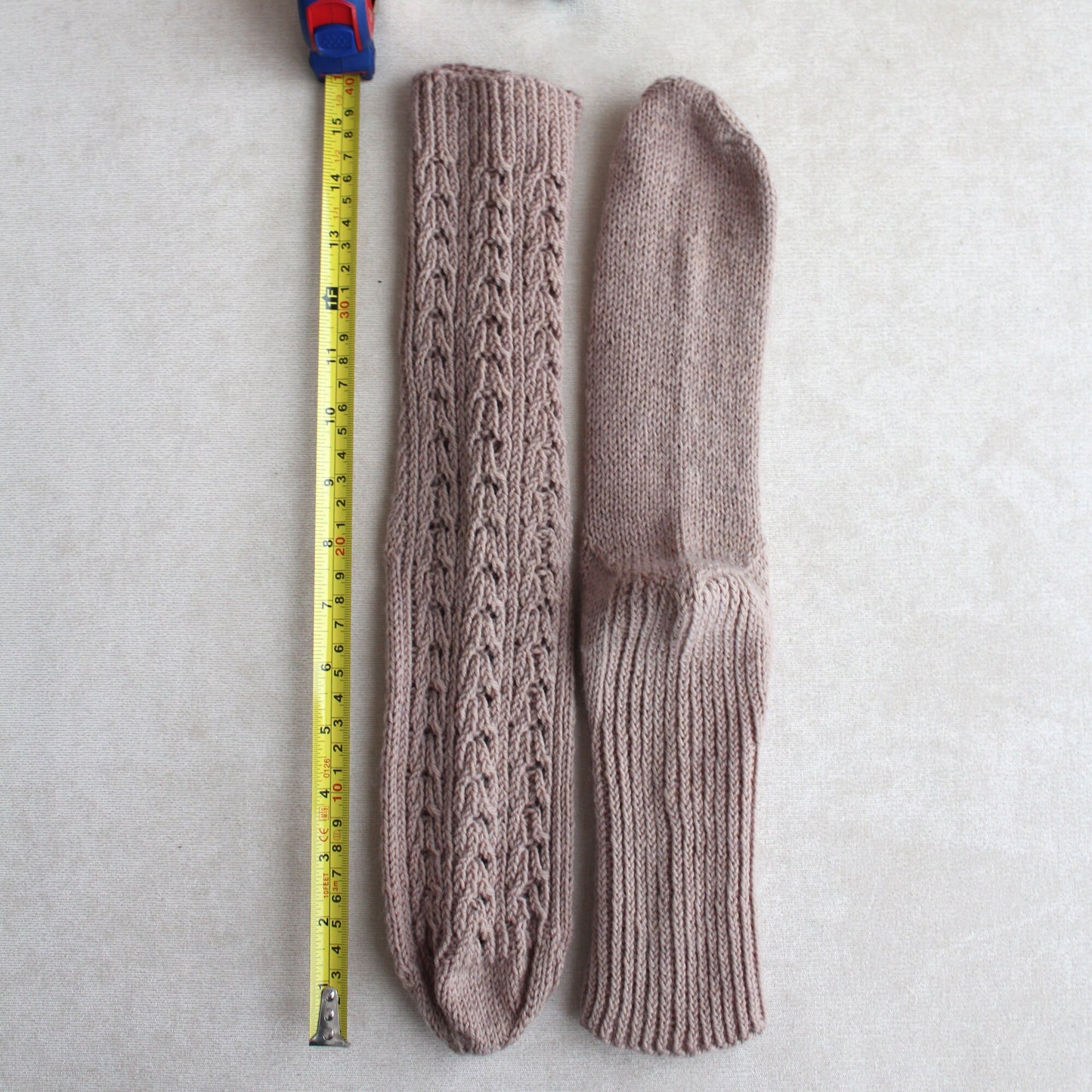 Beige Lace Wool Socks