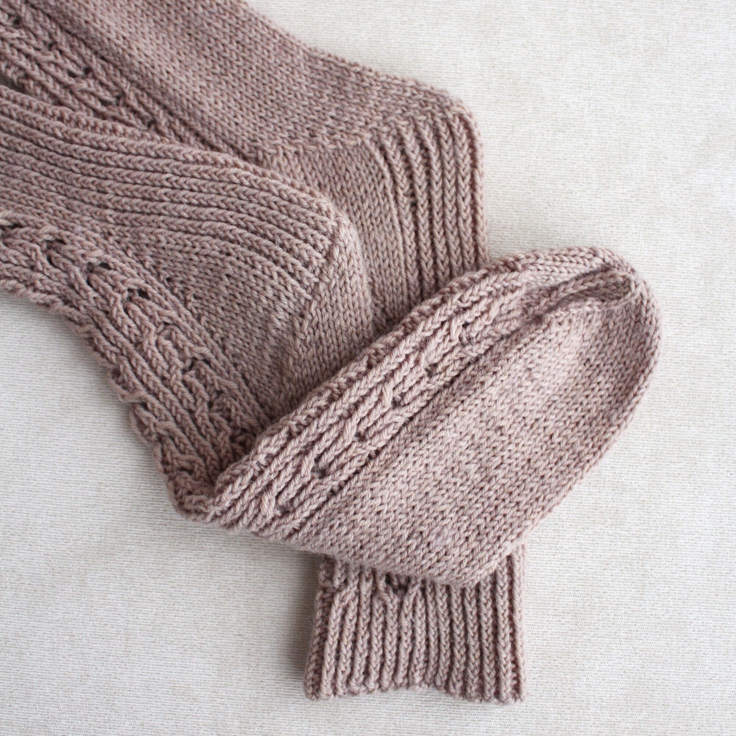 Beige Lace Wool Socks