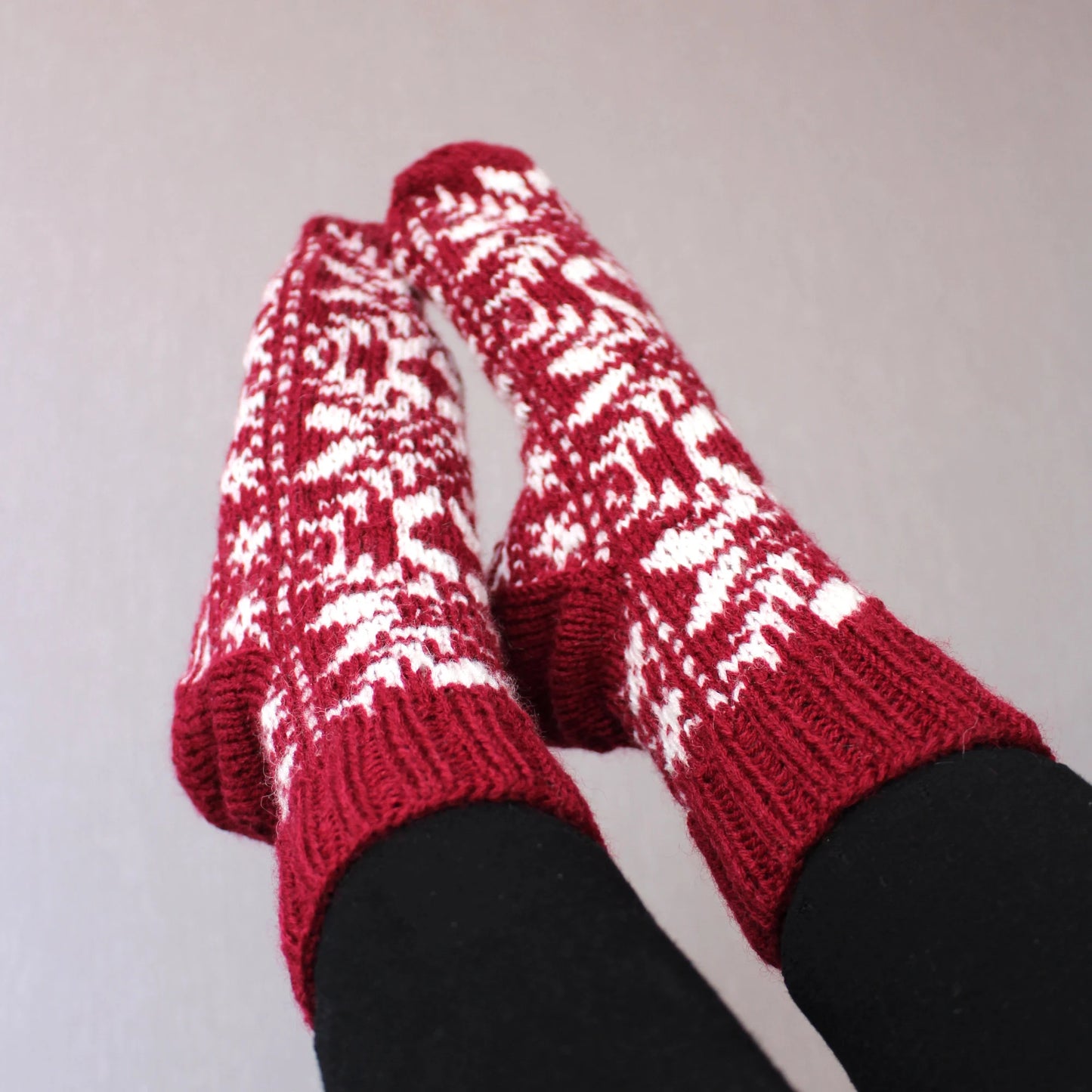 Christmas Red Snowflake Jacquard Socks