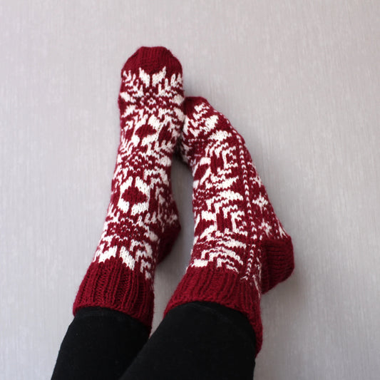 Christmas Red Snowflake Jacquard Socks