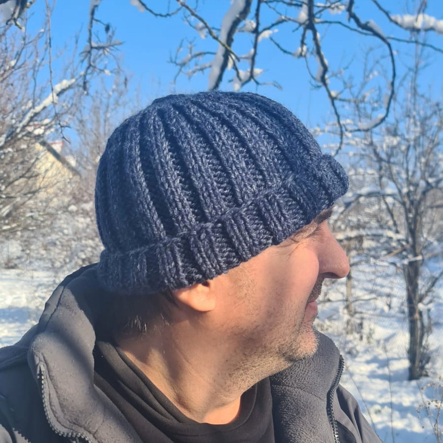 Plain ribbed winter hat
