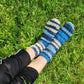 Blue and Ivory Mismatched Socks