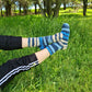 Blue and Ivory Mismatched Socks