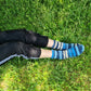 Blue and Ivory Mismatched Socks