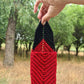 Red and Black macrame bag