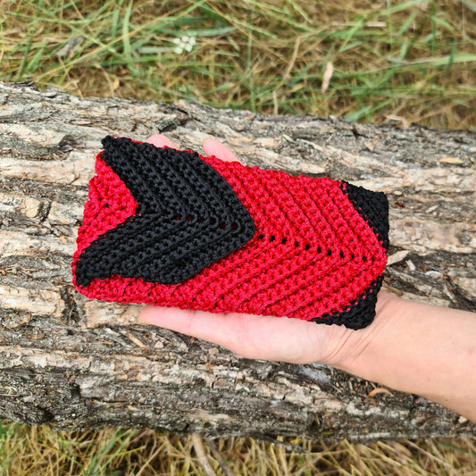 Red and Black macrame bag