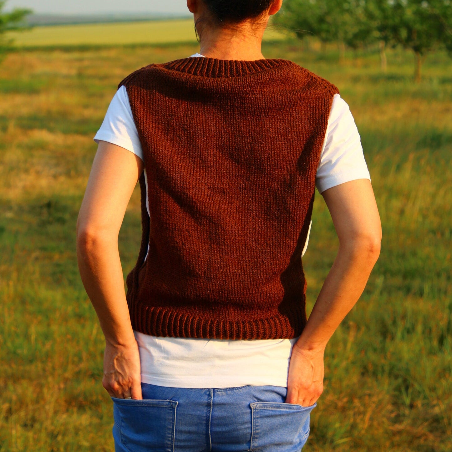 Rustic Brown Crochet Vest