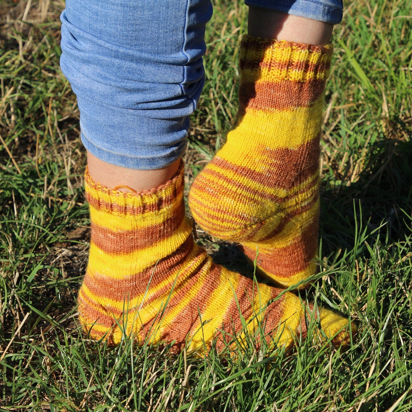Fun Yellow Zebra Crew Sock
